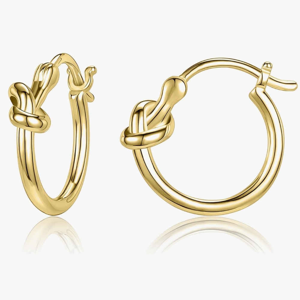 Knot 925 Sterling Silver Gold Hoops